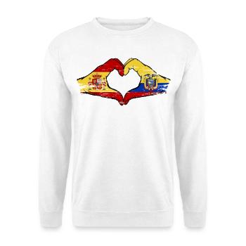 Spanien Ecuador Flagge Herz used - Unisex Pullover - Weiß - Vorne