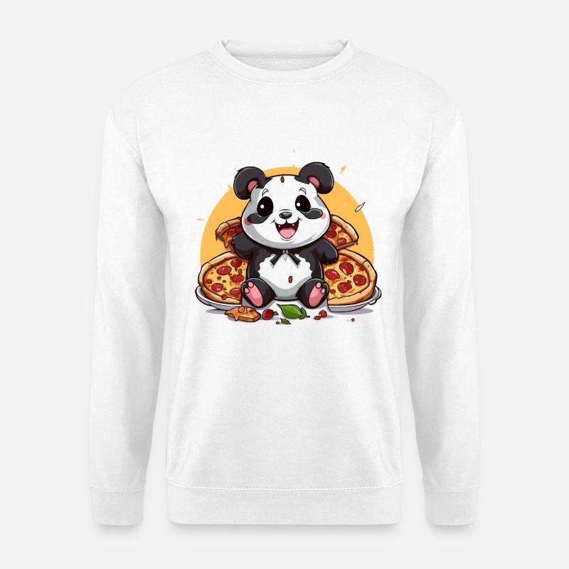 Cuddly panda with pizza magic - Unisex Sweatshirt - white