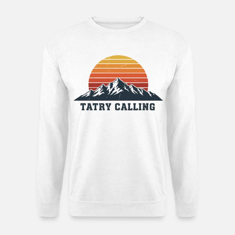 Tatry ruft Retro Mountain Sunset Design - Unisex Pullover - Weiß
