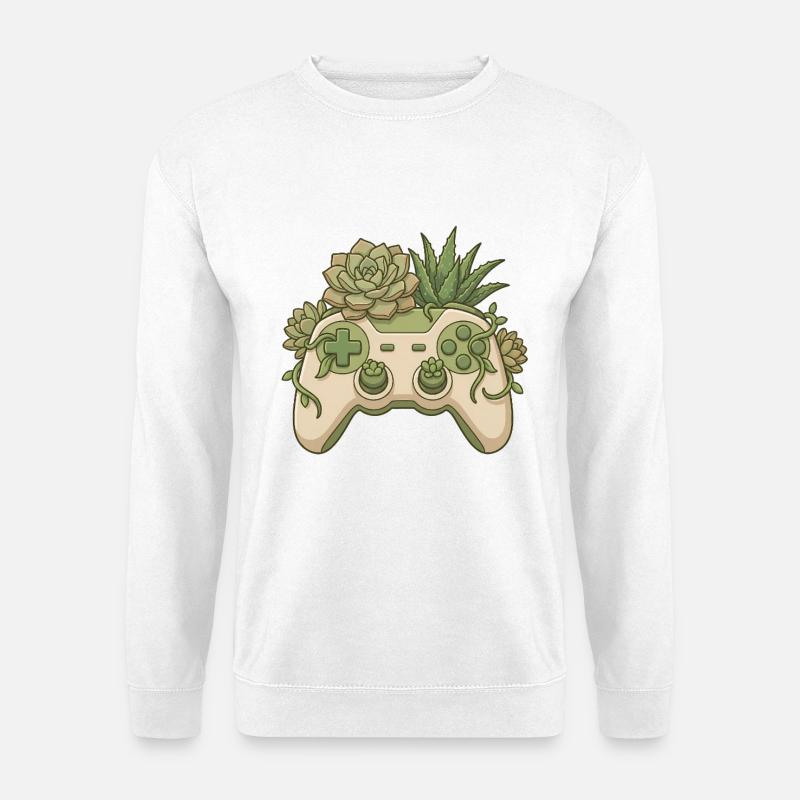 Succulent Controller - Cute Gaming Sticker - Unisex Sweatshirt - white