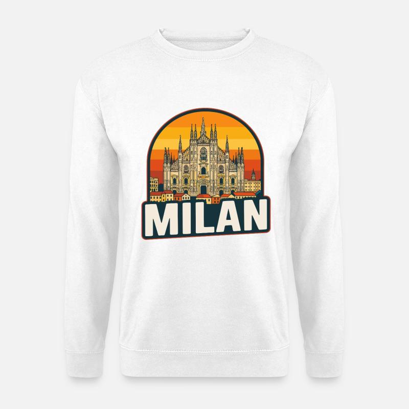 Milan Skyline Retro Sunset Duomo Design - Unisex Pullover - Weiß