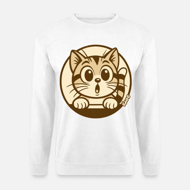 Curious Kitten Peeking Badge - Unisex Sweatshirt - white