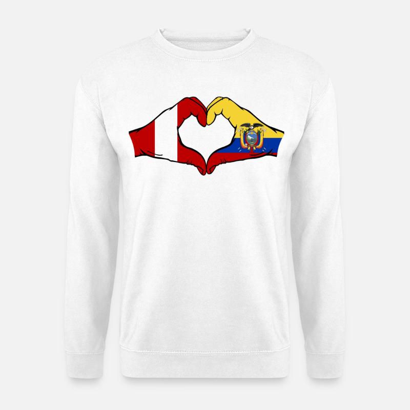 Peru Ecuador Flagge Herz - Unisex Pullover - Weiß