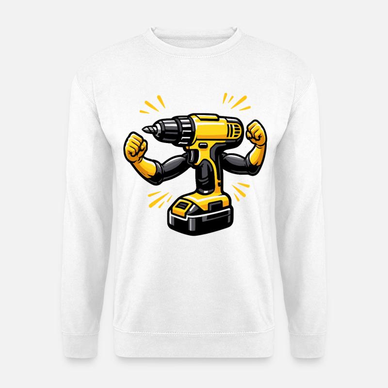DIY lustige Akkubohrmaschine - Unisex Pullover - Weiß