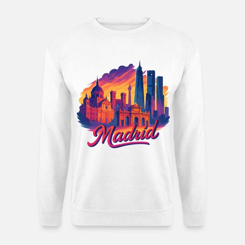 Madrid Skyline: Epic & Tropical – Modern Art - Unisex Sweatshirt - white