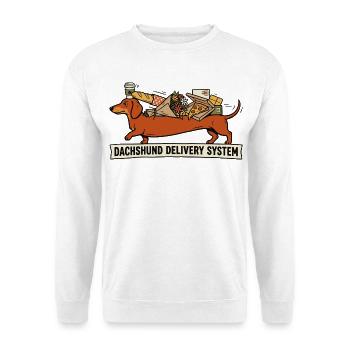 Dackel-Liefersystem – Funny Dog Design - Unisex Pullover - Weiß - Vorne