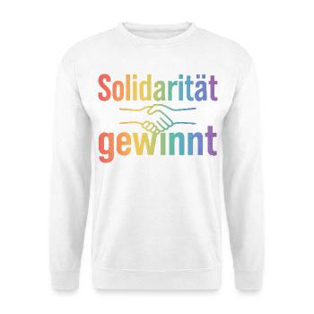 Solidarität Geschenk für Damen & Herren - Unisex Pullover - Weiß - Vorne - Alina (178cm) & Michal (187cm)