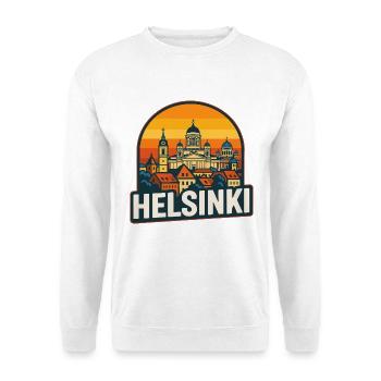 Helsinki Finland Retro Sunset Skyline Art - Unisex Sweatshirt - white - Front