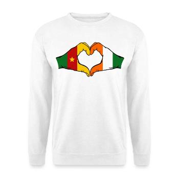 Kamerun Elfenbeinküste Flagge Herz - Unisex Pullover - Weiß - Vorne