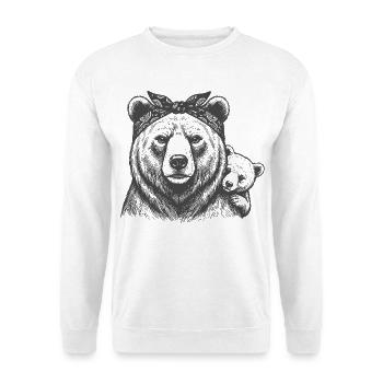 Maman Ours avec l’Enfant - Sweat-shirt Unisexe - blanc - Devant