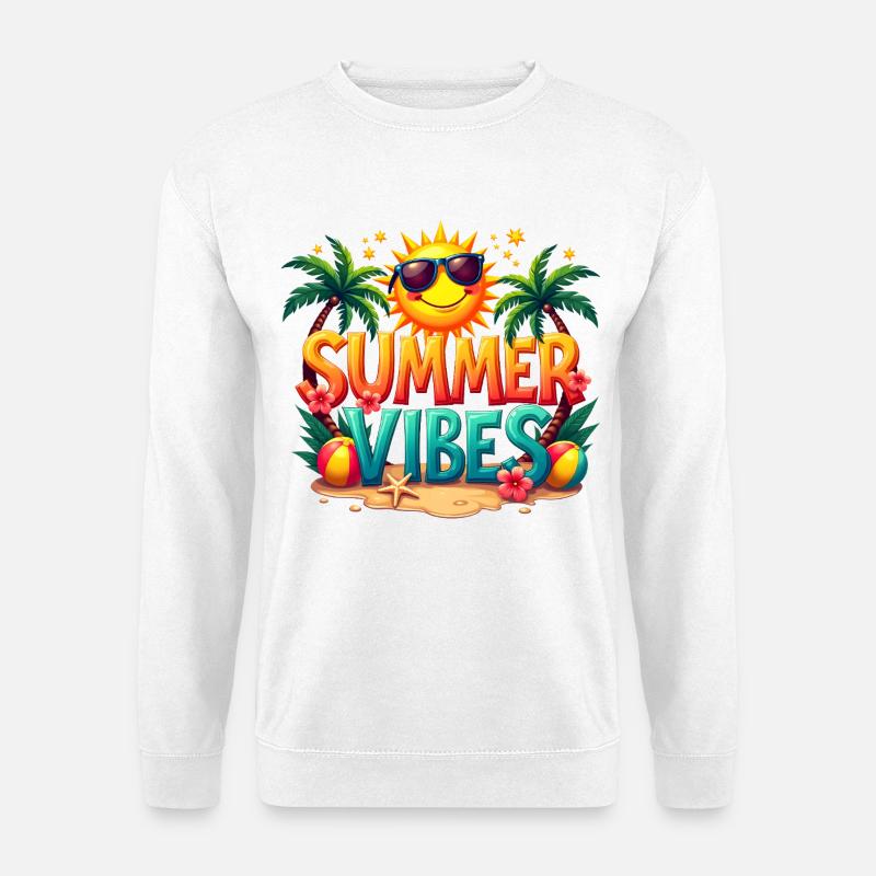 Sommer Vibes: Sonnige Strandlaune - Unisex Pullover - Weiß