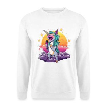 Sunset Unicorn with Microphone - Unisex Sweatshirt - white - Front