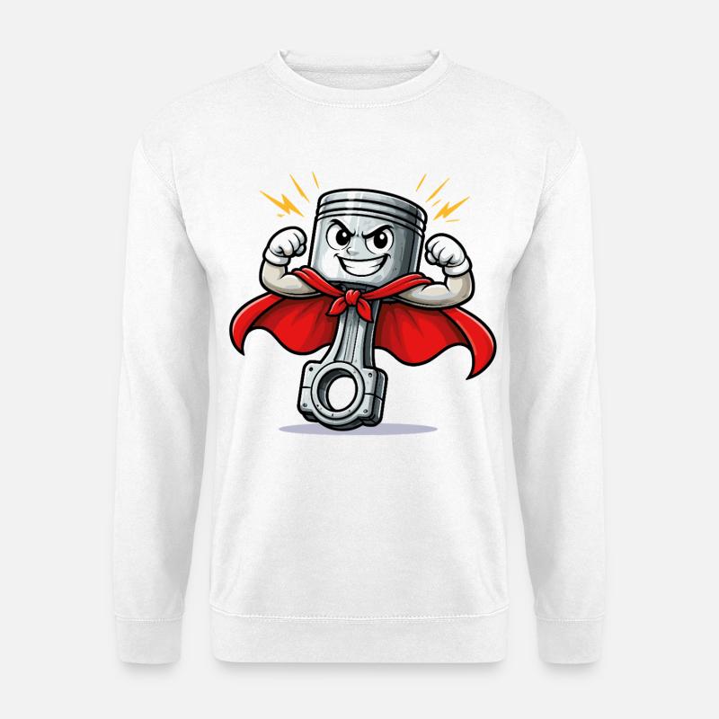 Mechanikers Superheld Piston - Unisex Pullover - Weiß