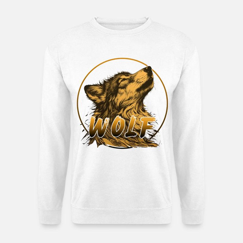 WOLF WILDTIER - Unisex Pullover - Weiß