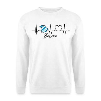 Bayern Landkarte mit Herzkurve | EKG | Puls - Unisex Pullover - Weiß - Vorne