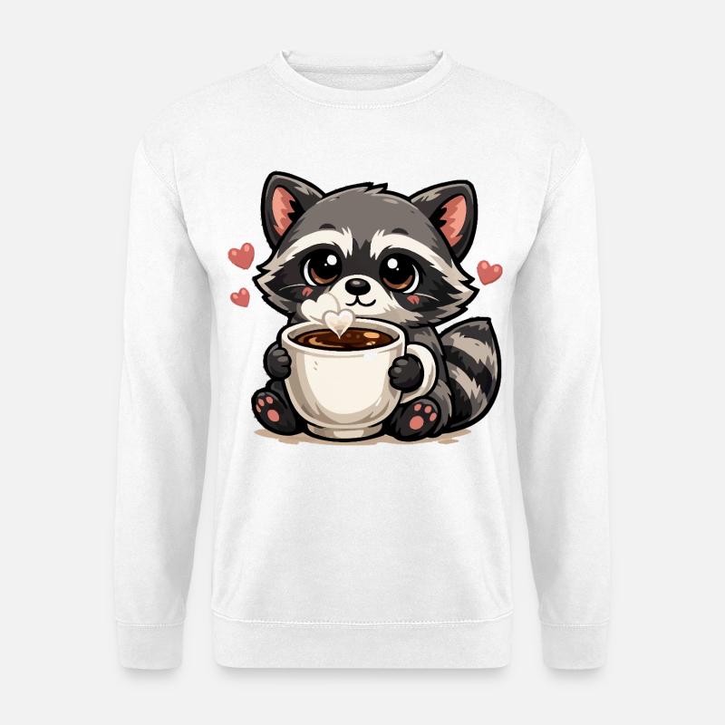 Kuschelraccoon Kaffee Herzchen - Unisex Pullover - Weiß