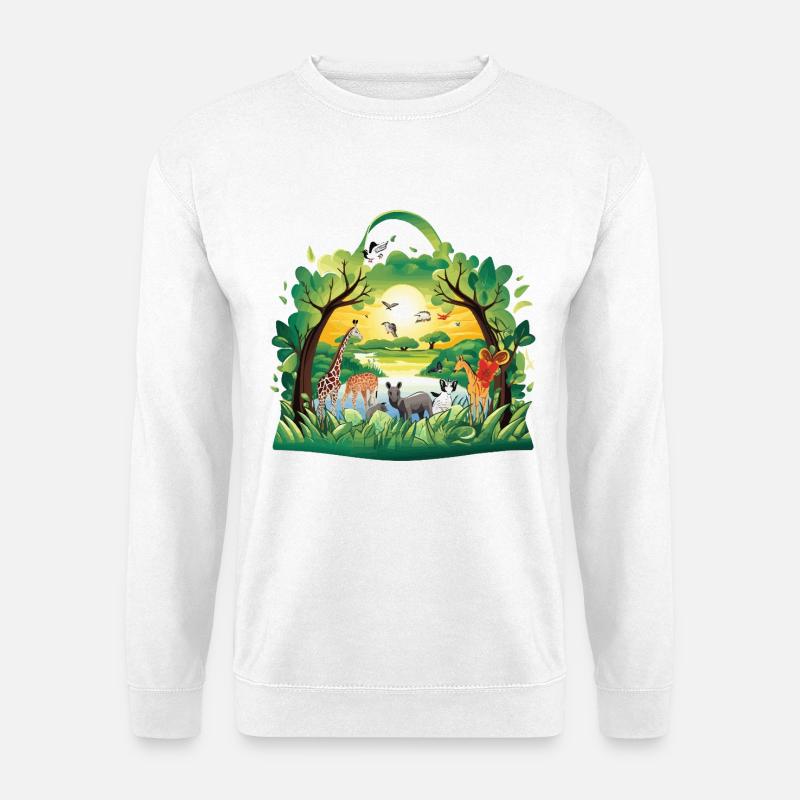 Tierparadies im Dschungelkreis - Unisex Pullover - Weiß