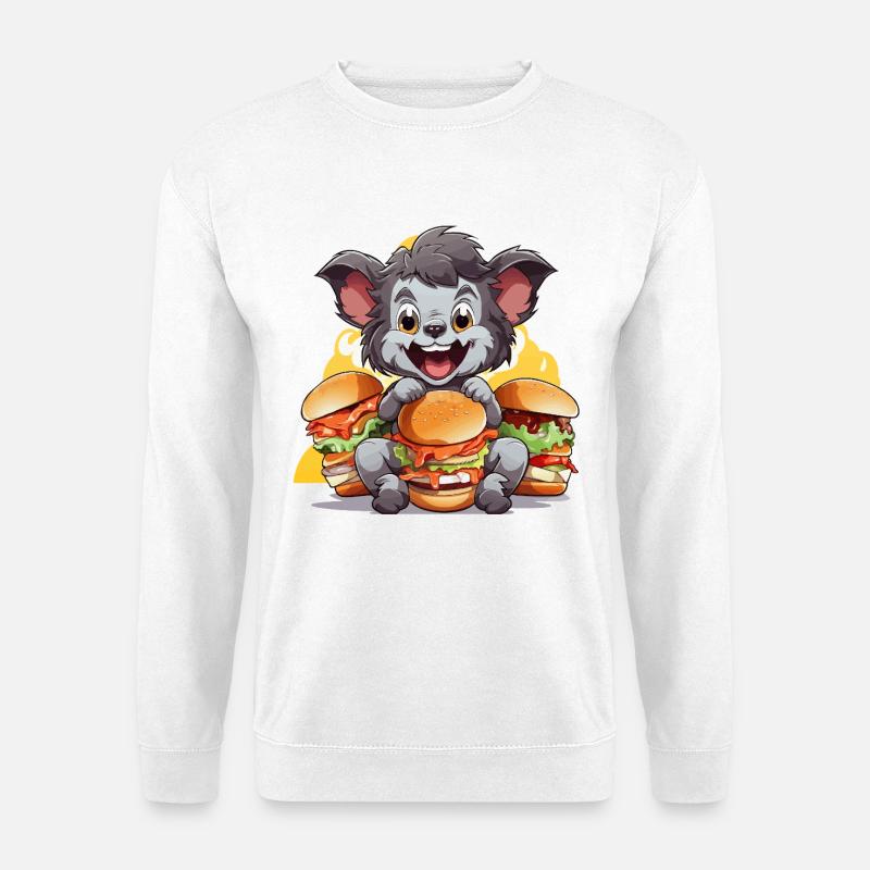 Kauender Koala mit Burgern - Unisex Pullover - Weiß