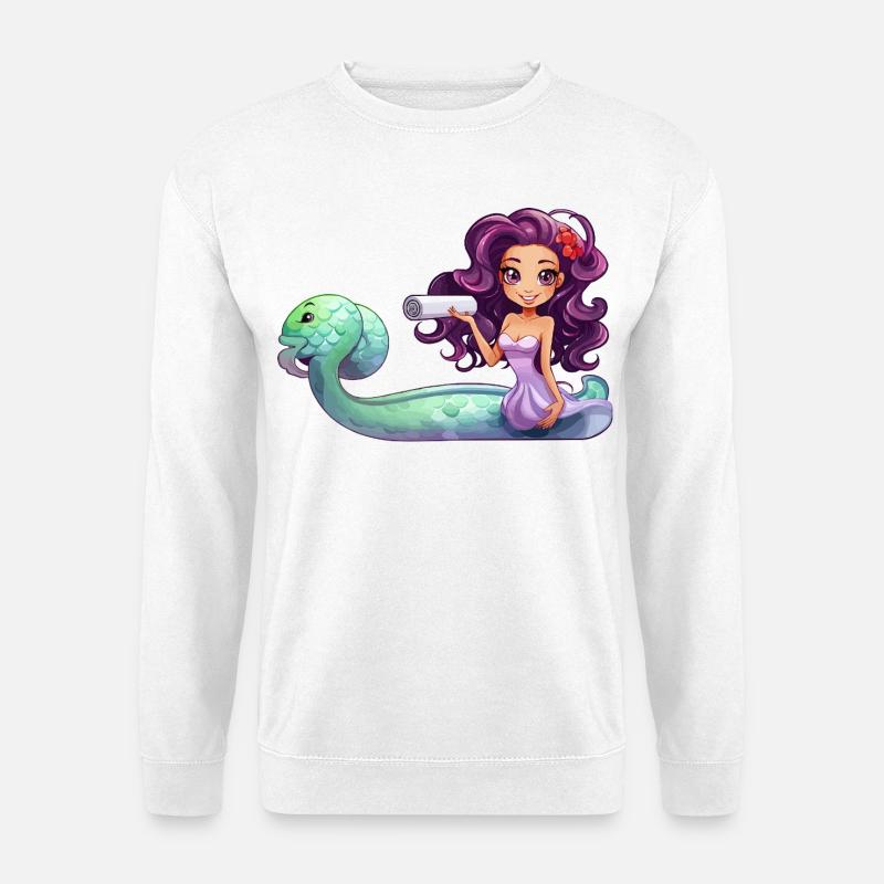 Unterwasser Zauberin mit Rolle - Unisex Pullover - Weiß