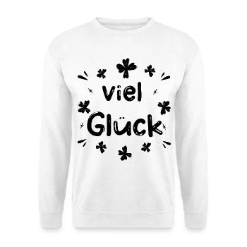 Viel Glück Glücksbringer Glücksklee - Unisex Pullover - Weiß - Vorne