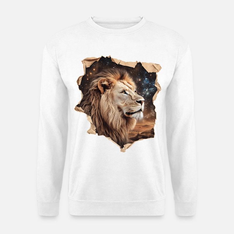 Löwe Sternenhimmel - Unisex Pullover - Weiß