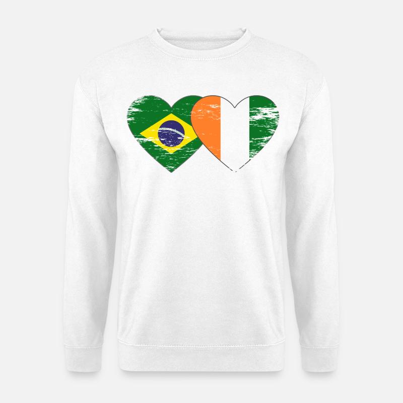 Brasillien_Elfenbeinkueste_Flagge_Herz_used - Unisex Pullover - Weiß