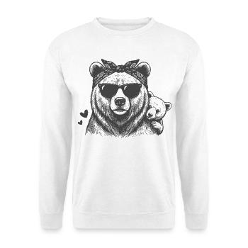 Mama Bär mit Baby  - Unisex Pullover - Weiß - Vorne
