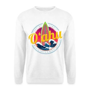 Oahu on Hawaii Island Vacation Vintage Surf Souvenir - Unisex Sweatshirt - white - Front