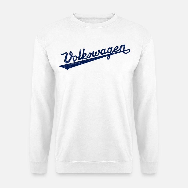 Volkswagen VW Logoschriftzug Retro Blau - Unisex Pullover - Weiß