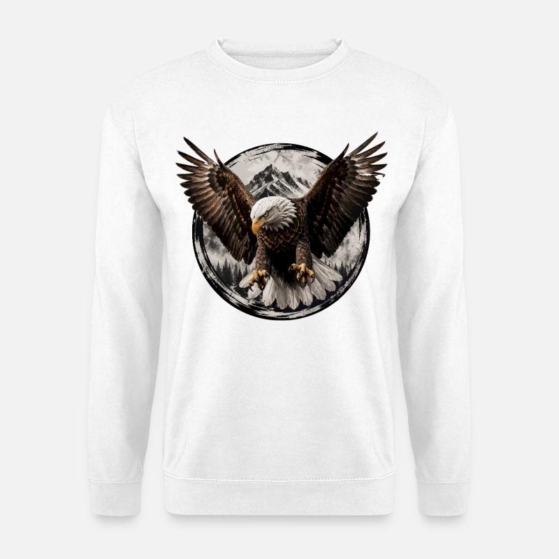 Adlersturm über Bergmond - Unisex Pullover - Weiß