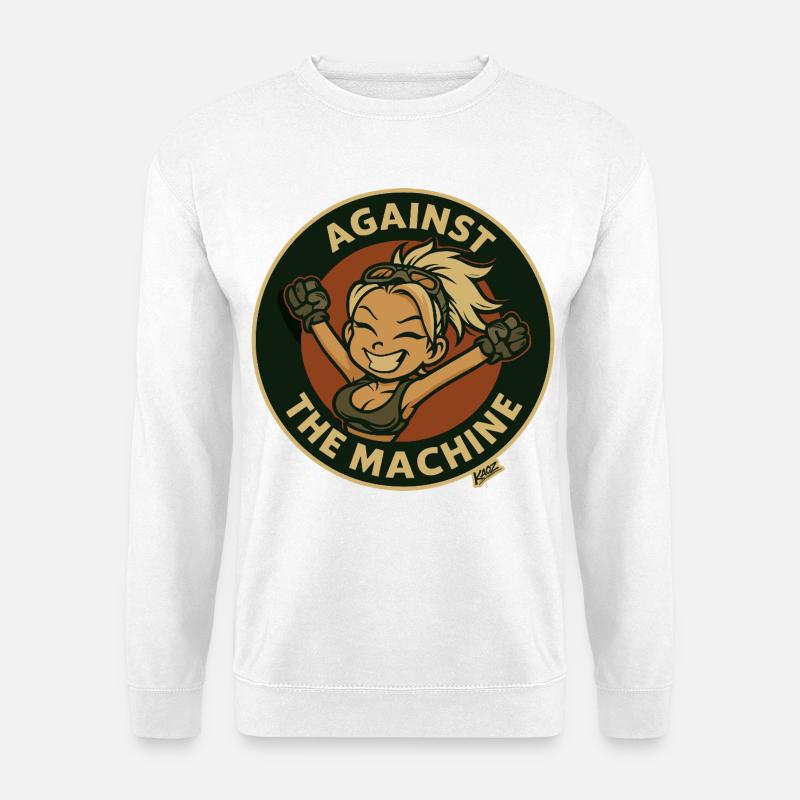 Gegen die Maschine Cartoon-Held - Unisex Pullover - Weiß