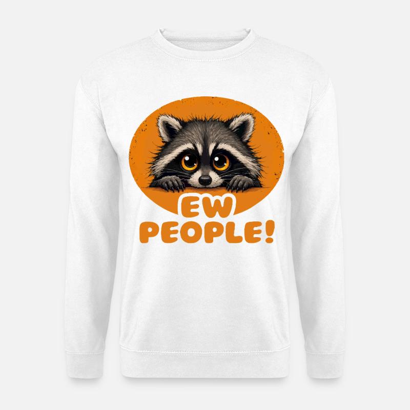 Raccoon im Orange-Kreis - Unisex Pullover - Weiß