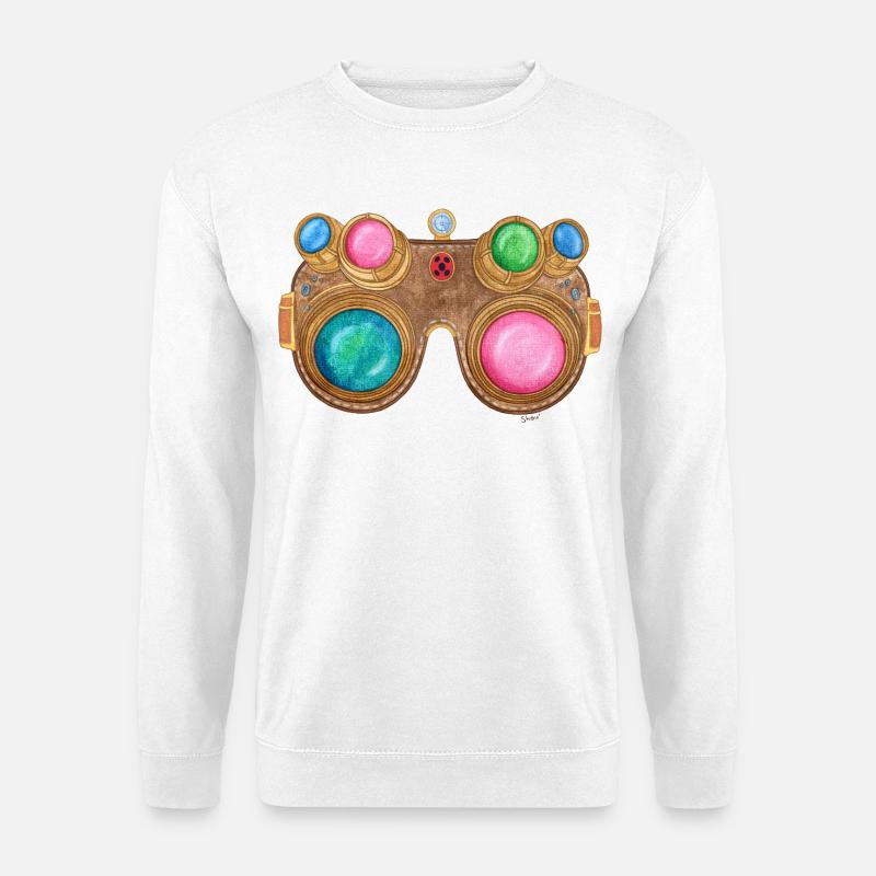 Regenbogen-Steampunk-Brille - Unisex Pullover - Weiß