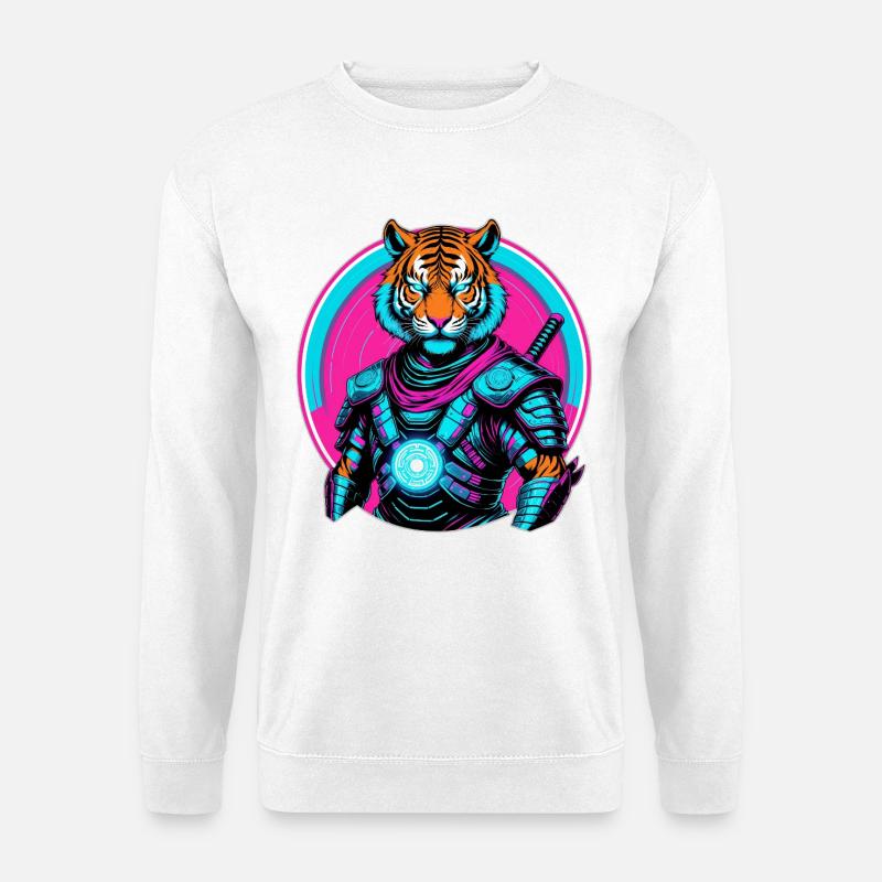 Cyber-Tiger-Rüstung - Unisex Pullover - Weiß