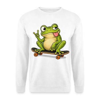 Grüner Frosch Skateboardheld - Unisex Pullover - Weiß - Vorne
