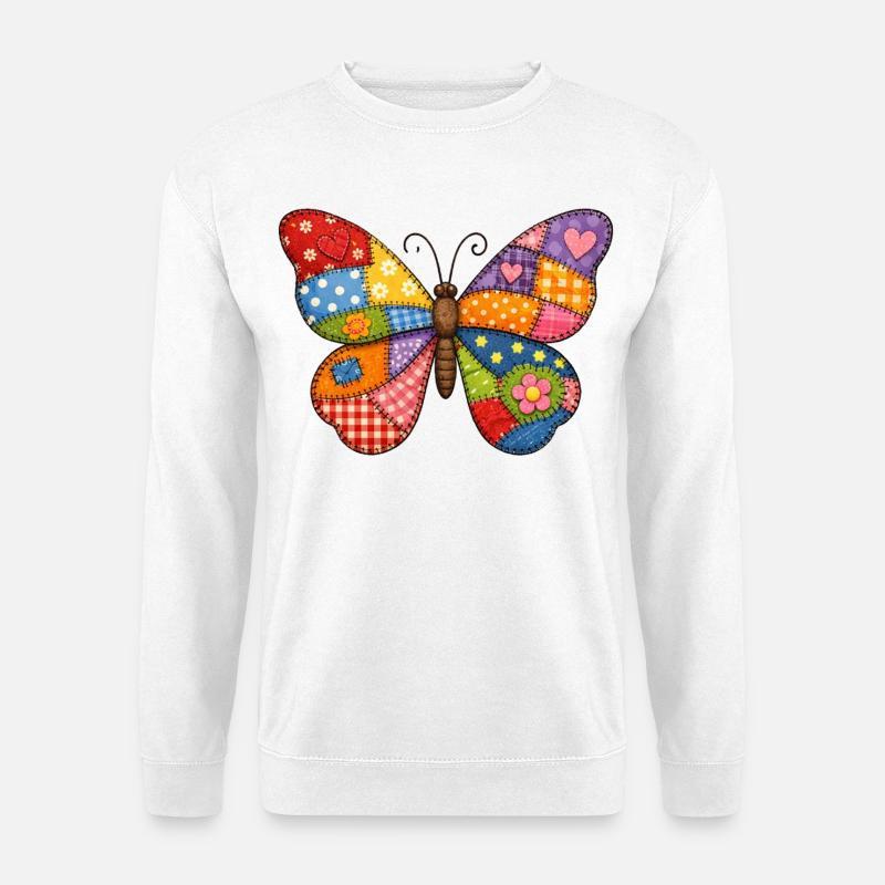 Patchwork Butterfly  - Unisex Sweatshirt - white