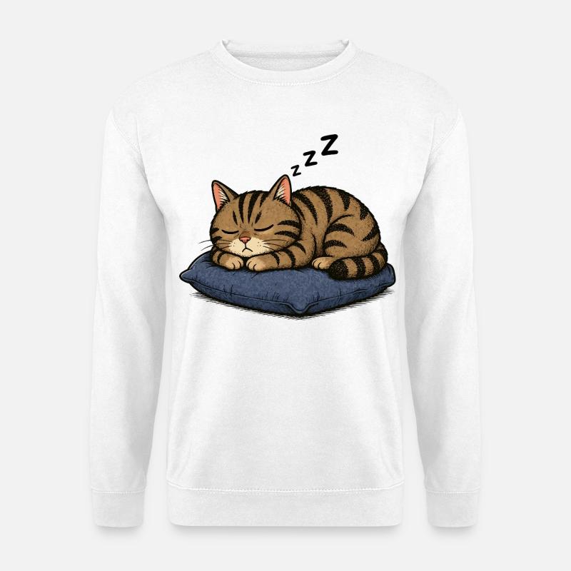 Sleeping cat on pillow - Unisex Sweatshirt - white