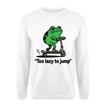 Too Lazy to Jump Lustiger Frosch Chillout - Unisex Pullover - Weiß - Vorne