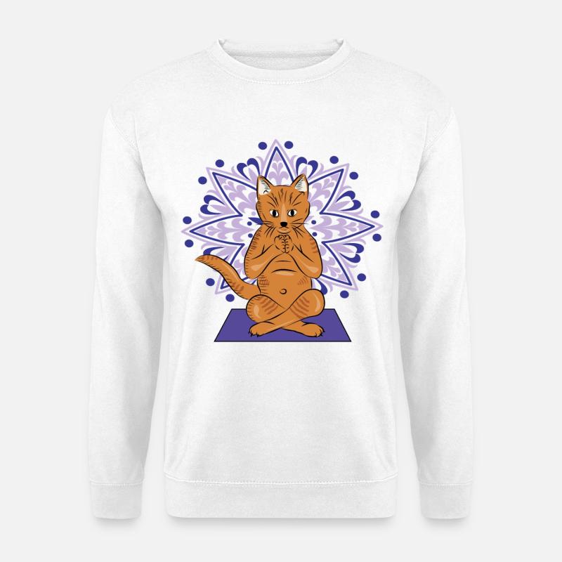 Meditative Katzen-Mandala - Unisex Pullover - Weiß