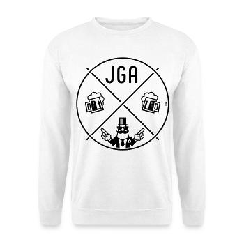 JGA Bräutigam Handzeichen Bier Kreis Symbol POS 1C - Unisex Pullover - Weiß - Vorne