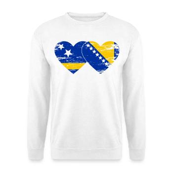 Curacao_Bosnien_Flagge_Herz_used - Unisex Pullover - Weiß - Vorne