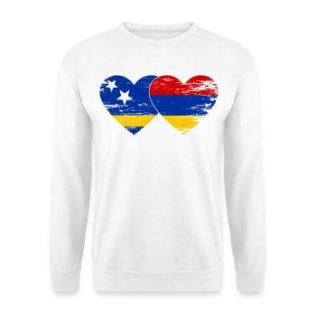 Curacao Armenia flag heart used - Unisex Sweatshirt - white - Front