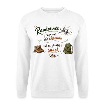 Randonnée et pauses snack - Sweat-shirt Unisexe - blanc - Devant