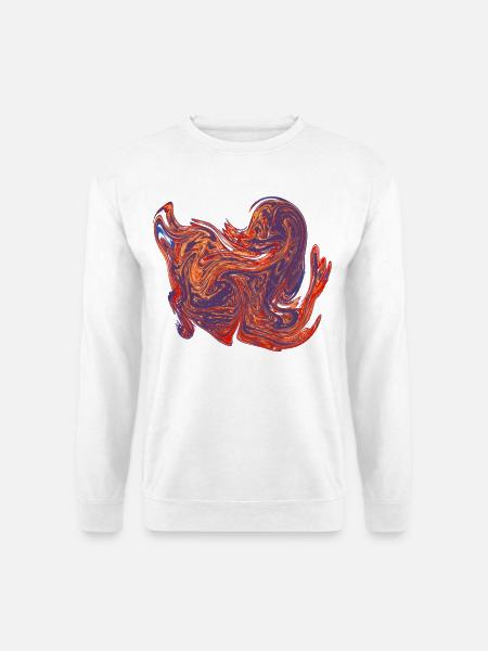 Farbwirbel-Herz Marmormuster - Unisex Pullover - Weiß