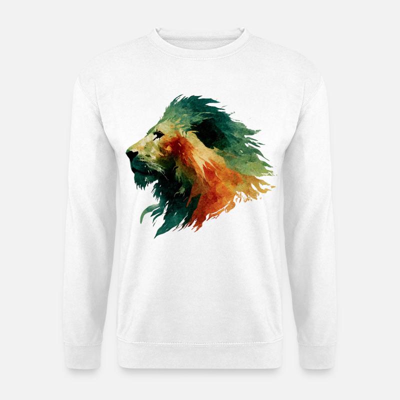 Löwenkopf Wasserfarbe - Unisex Pullover - Weiß