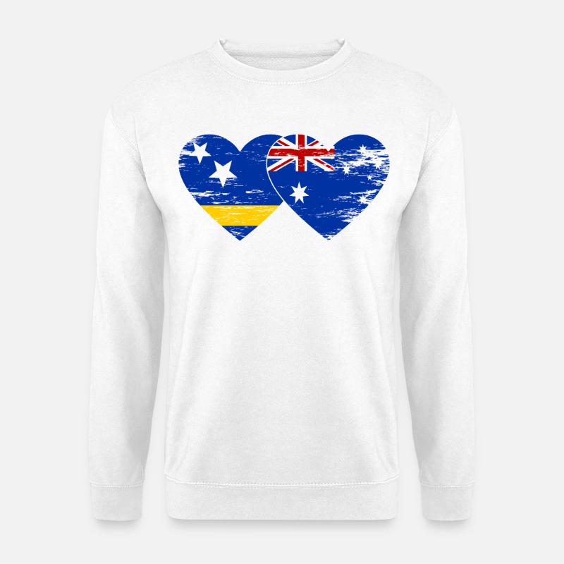 Curacao_Australien_Flagge_Herz_used - Unisex Pullover - Weiß