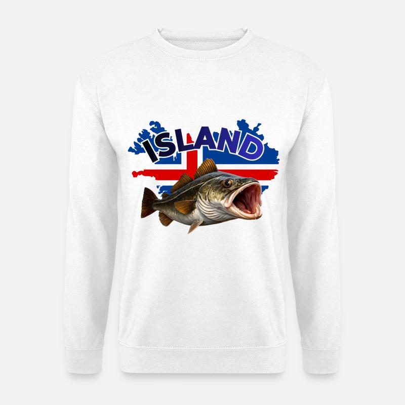 Island Dorsch Angeln - Unisex Pullover - Weiß