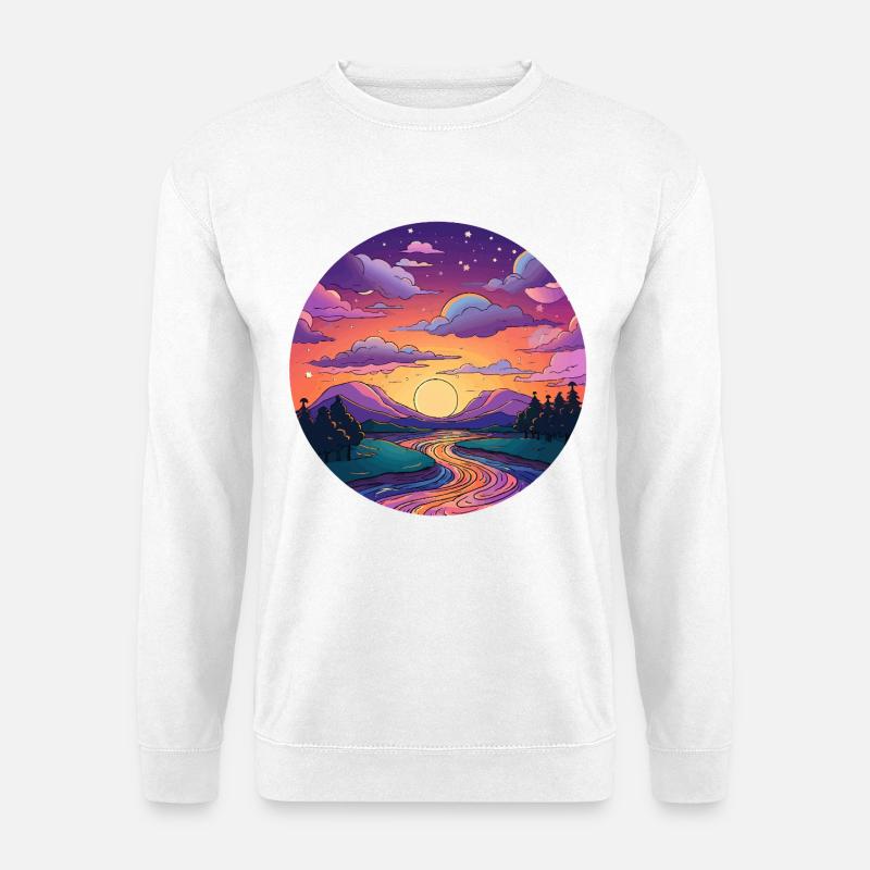 Sonnenuntergang am Flussufer - Unisex Pullover - Weiß