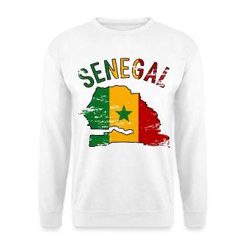 Senegal Flagge Landkarte Silhouette used - Unisex Pullover - Weiß - Vorne