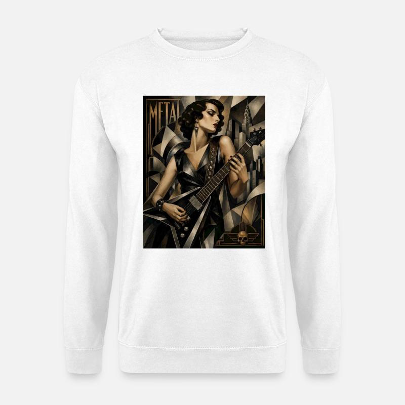 Gothic Guitar Heroine Deco Style - Unisex Sweatshirt - white